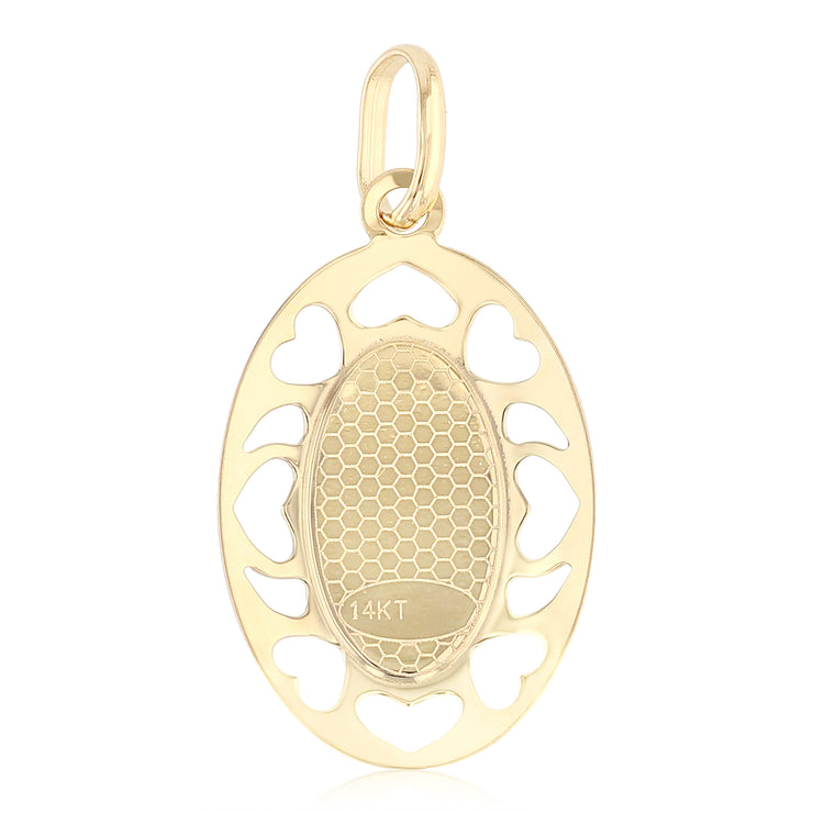 14K Gold Guadalupe Enamel Pendant with 0.9mm Singapore Chain