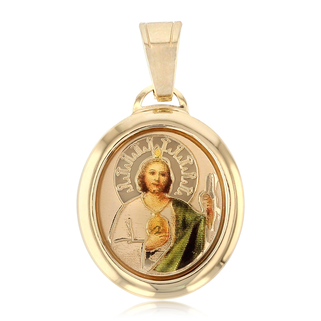 14K Gold St. Jude Enamel Religious Pendant – Ioka Jewelry