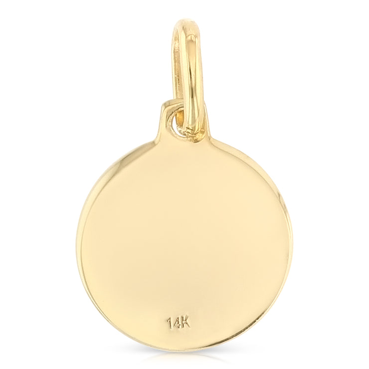 14K Gold St. Christopher Protect Us Pendant with 1.2mm Flat Open Wheat Chain