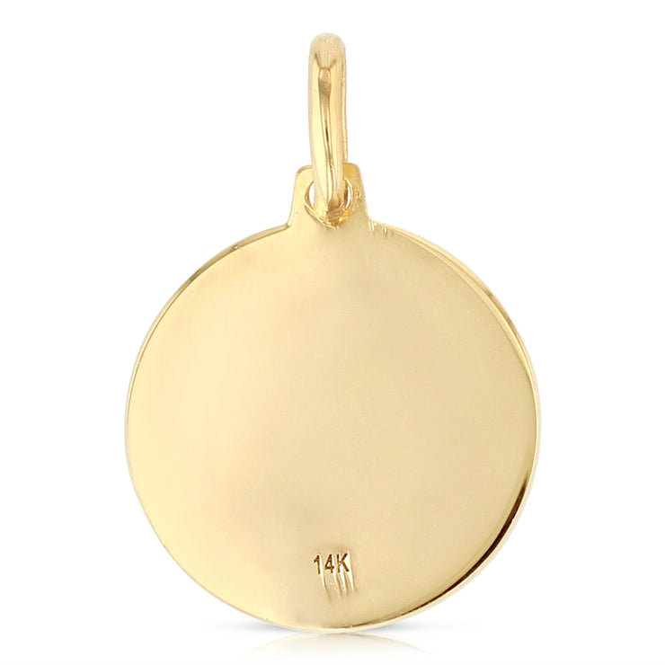 14K Gold St. Jude Thaddeus Pray For Us Pendant with 2mm Figaro 3+1 Chain