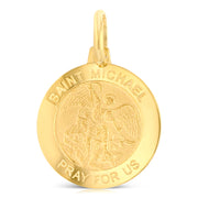 14K Gold St. Michael Pray For Us Pendant with 0.9mm Singapore Chain