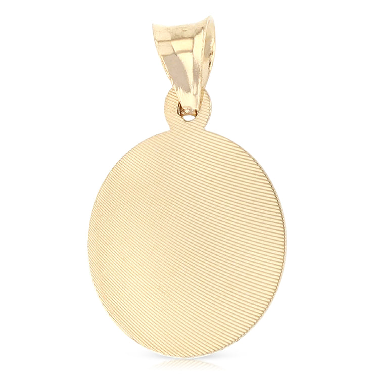 14K Gold Guadalupe Stamp Pendant with 2mm Hollow Cuban Bevel Chain