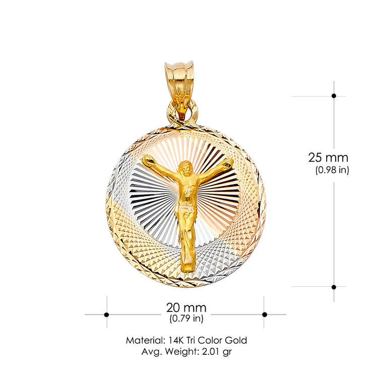 14K Gold Jesus Stamp Pendant with 3.4mm Hollow Cuban Chain