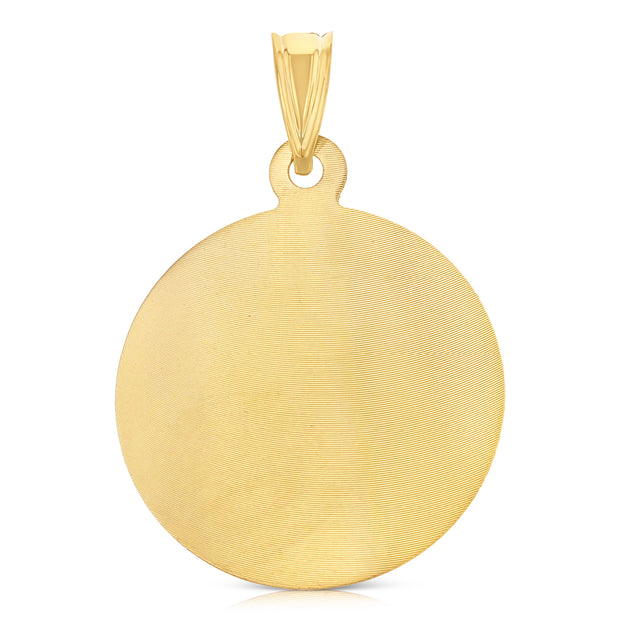 14K Gold Guadalupe Stamp Pendant with 3.1mm Figaro 3+1 Chain