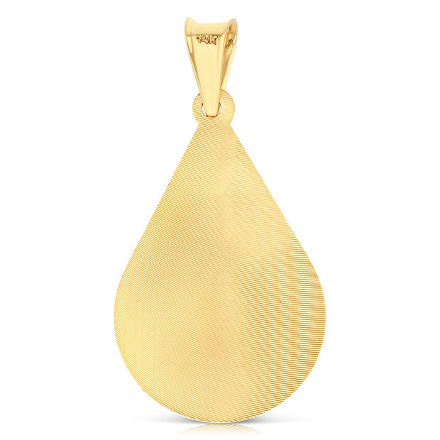 14K Gold Guadalupe Stamp Pendant with 2.3mm Figaro 3+1 Chain