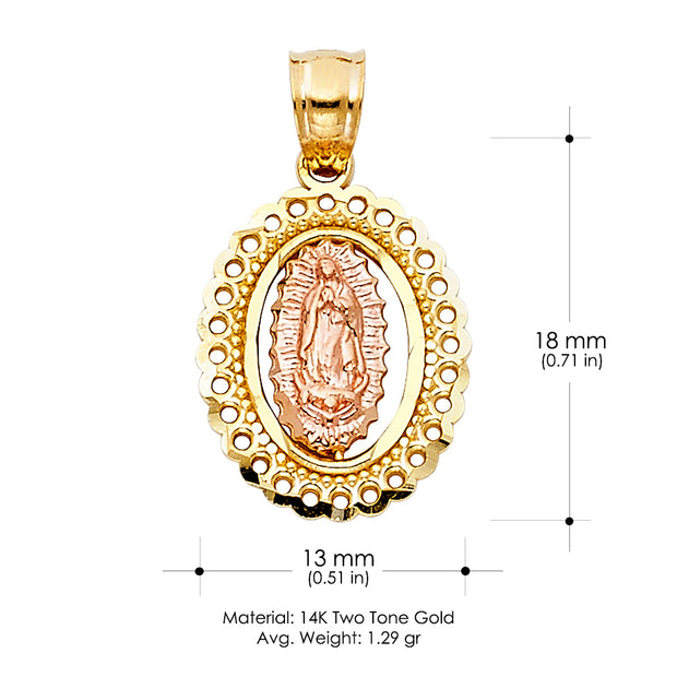 14K Gold Guadalupe Pendant with 2.1mm Valentino Chain