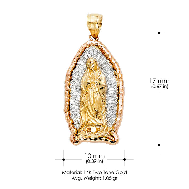 14K Gold Guadalupe Pendant with 1.5mm Valentino Chain