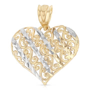 14K Gold Heart Pendant with 2mm Figaro 3+1 Chain