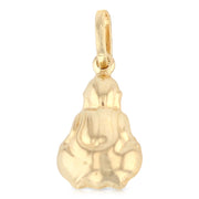 14K Gold Plain Buddha Charm Pendant with 0.8mm Box Chain Necklace