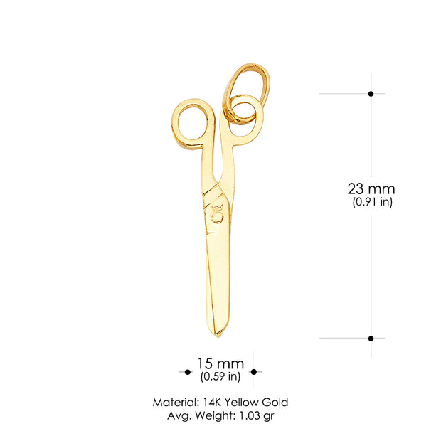 14K Gold Fashion Scissors Charm Pendant