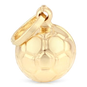 14K Gold Plain Soccer Ball Charm Pendant with 1.2mm Singapore Chain Necklace