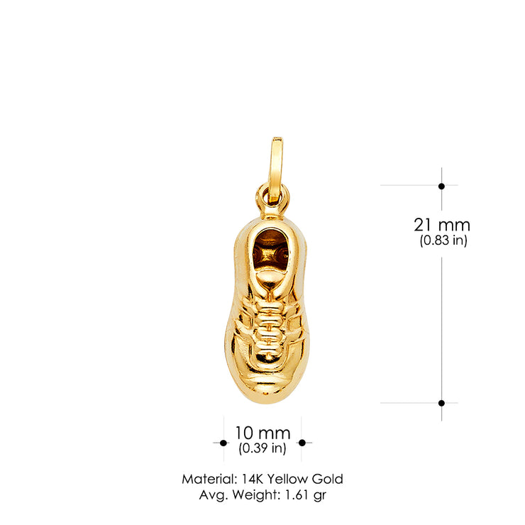 14K Gold Soccer Shoe Enamel Charm Pendant with 2mm Figaro 3+1 Chain Necklace