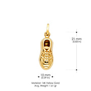 14K Gold Soccer Shoe Enamel Charm Pendant with 1.2mm Singapore Chain Necklace