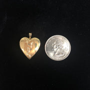 14K Gold Engraved Heart With Butterfly Locket Charm Pendant with 2mm Figaro 3+1 Chain Necklace