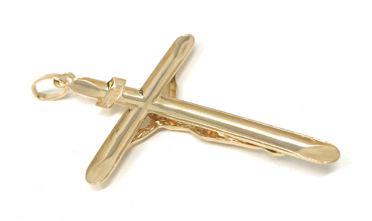 14K Gold Crucifix Pendant with 3.1mm Figaro 3+1 Chain