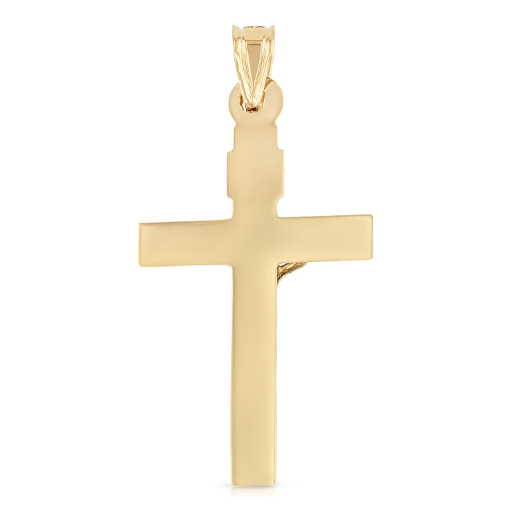 14K Gold Crucifix Pendant with 3.1mm Figaro 3+1 Chain