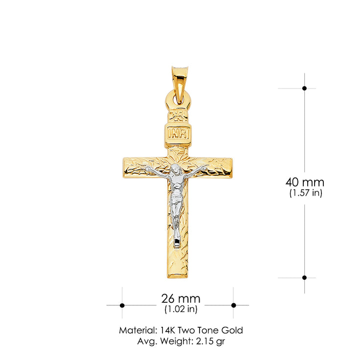 14K Gold Crucifix Pendant with 1.8mm Singapore Chain