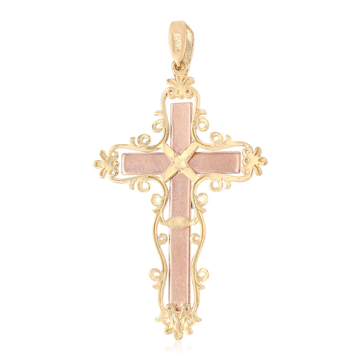 14K Gold Religious Crucifix Charm Pendant with 1.2mm Box Chain Necklace