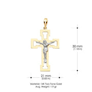 14K Gold Crucifix Pendant with 1.2mm Singapore Chain