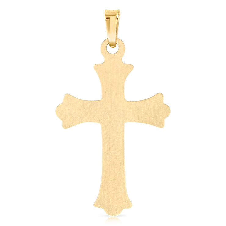 14K Gold Religious Cross Charm Pendant with 1.2mm Box Chain Necklace