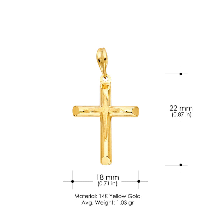 14K Gold Religious Cross Charm Pendant with 1.2mm Box Chain Necklace