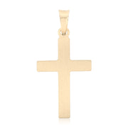 14K Gold Cross Charm Pendant with 1.5mm Flat Open Wheat Chain Necklace