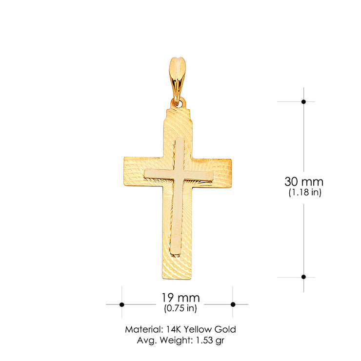 14K Gold Religious Cross Charm Pendant with 0.8mm Box Chain Necklace