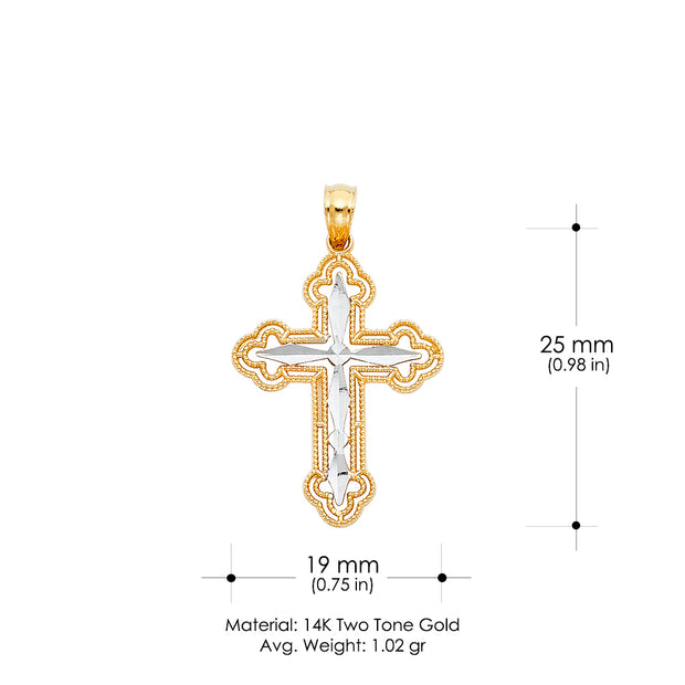 14K Gold Religious Cross Charm Pendant