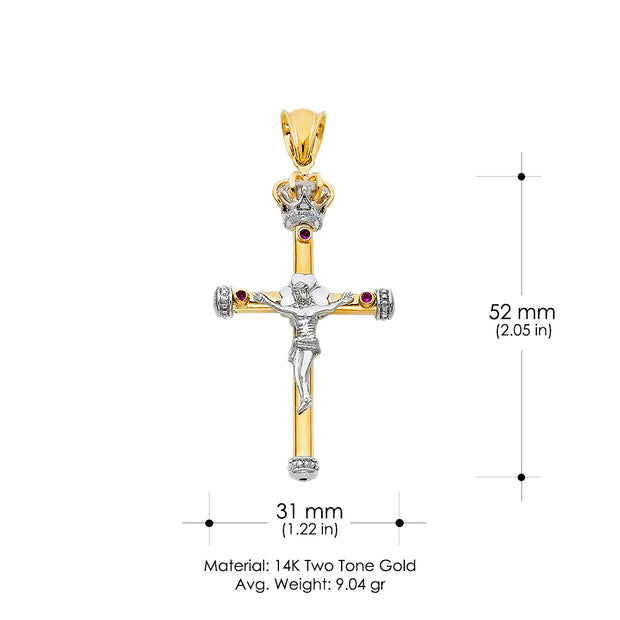 14K Gold Crucifix Pendant with 1.8mm Singapore Chain