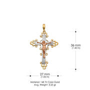 14K Gold Crucifix Pendant with 3.1mm Figaro 3+1 Chain