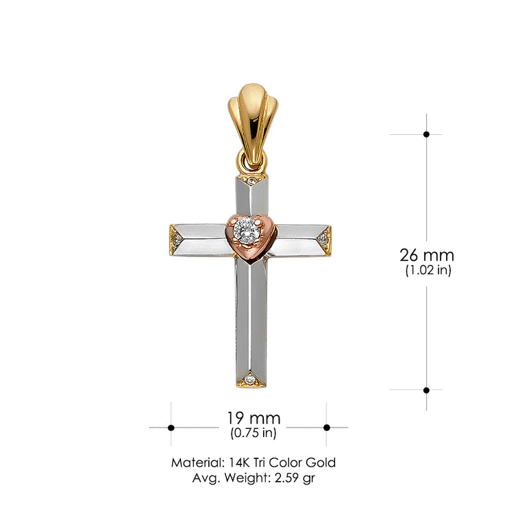 14K Gold Cross Pendant with 3.4mm Hollow Cuban Chain