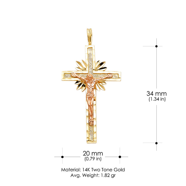 14K Gold Religious Crucifix Charm Pendant