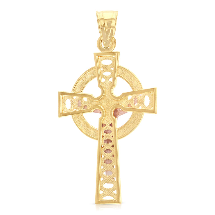 14K Gold Crucifix Charm Pendant with 1.7mm Flat Open Wheat Chain Necklace