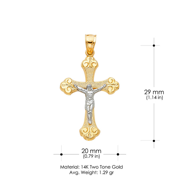 14K Gold Religious Crucifix Charm Pendant