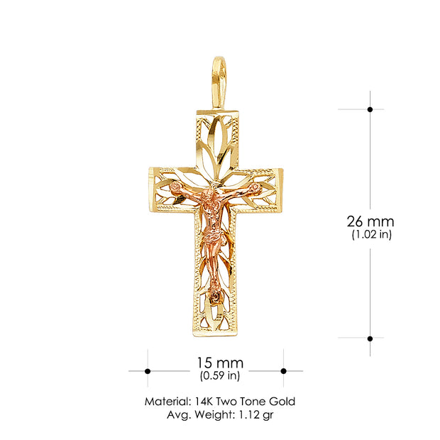 14K Gold Religious Crucifix Charm Pendant