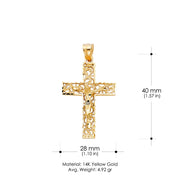 14K Gold Crucifix Charm Pendant with 1.8mm Singapore Chain Necklace