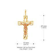 14K Gold Religious Crucifix Charm Pendant