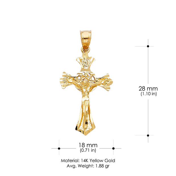 14K Gold Religious Crucifix Charm Pendant