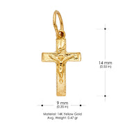 14K Gold Crucifix Charm Pendant with 1.2mm Singapore Chain Necklace