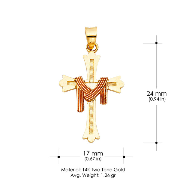 14K Gold Religious Cross Charm Pendant