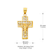 14K Gold CZ Religious Crucifix Charm Pendant