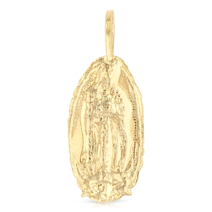 14K Gold Guadalupe Charm Pendant with 2.3mm Figaro 3+1 Chain Necklace