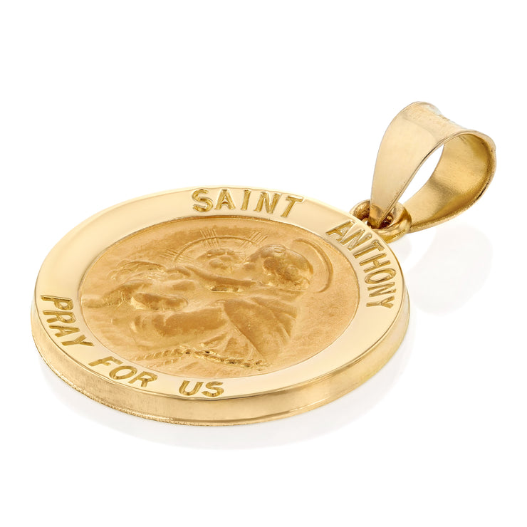 14K Gold St. Anthony Charm Pendant with 1.8mm Singapore Chain Necklace