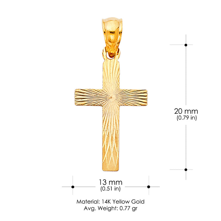 14K Gold Cross Stamp Charm Pendant with 1.7mm Flat Open Wheat Chain Necklace