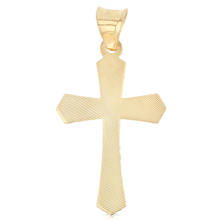 14K Gold Cross Stamp Charm Pendant with 3.1mm Figaro 3+1 Chain Necklace