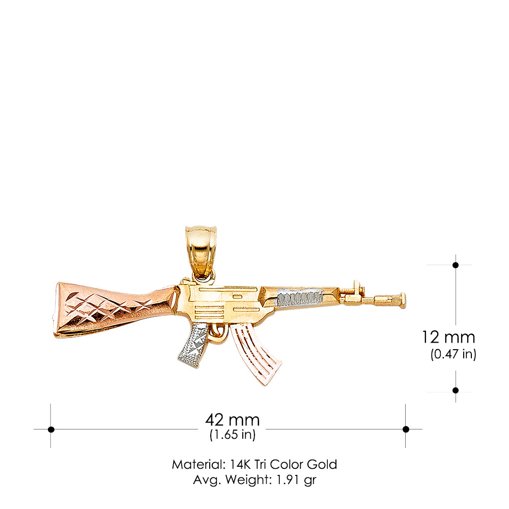 New 14k sold Yellow Gold Double Barrel Shotgun Charm Pendant