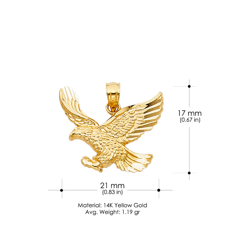 14K Gold Eagle Charm Pendant with 2.3mm Figaro 3+1 Chain Necklace