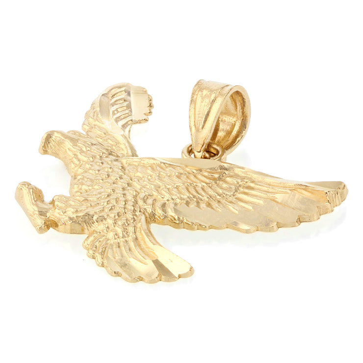 14K Gold Eagle Charm Pendant with 2.3mm Figaro 3+1 Chain Necklace