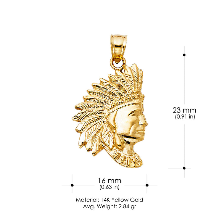 14K Gold Indian Charm Pendant