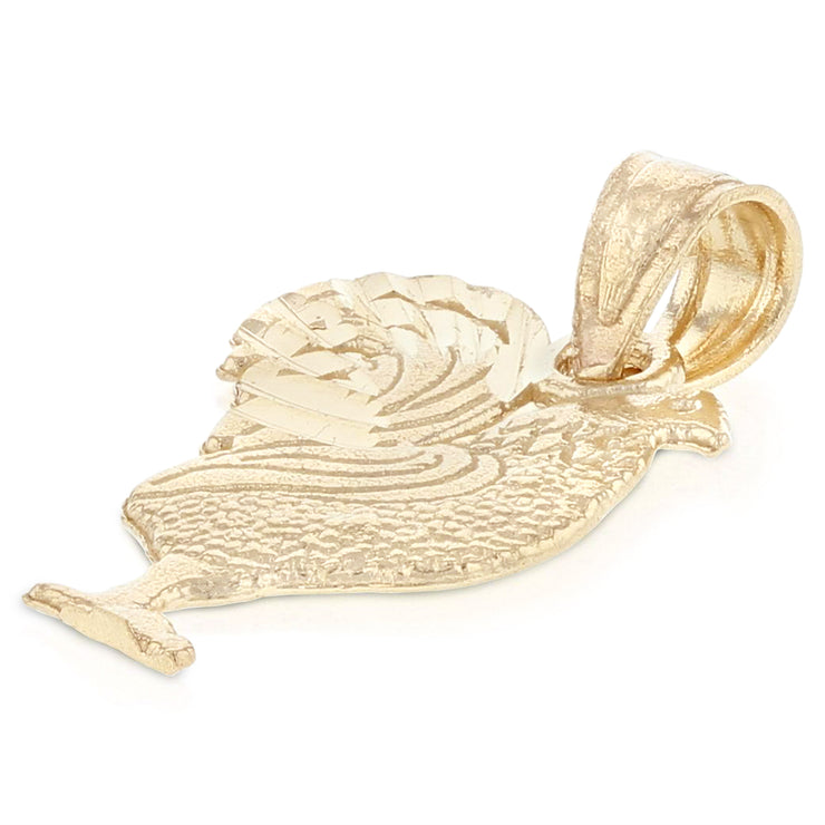 14K Gold Rooster Charm Pendant with 1.2mm Singapore Chain Necklace